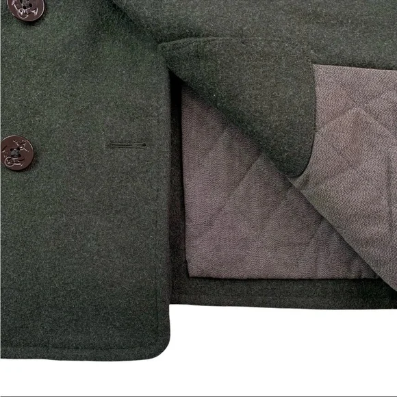 J.Crew 100% Wool Peacoat – Olive Green (L) | Classic Warm Heavyweight Coat - Picture 6 of 11